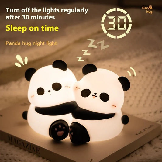 Cute panda hug design, LED light, cozy desktop night decoration.